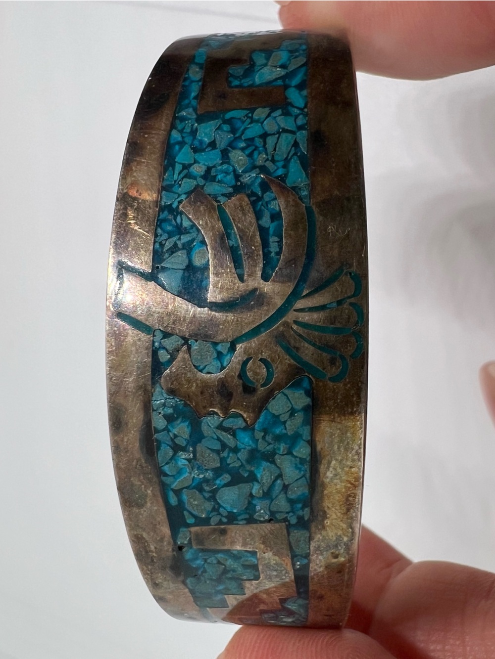 Turquoise Inlay Navajo Native American Cuff Bracelet